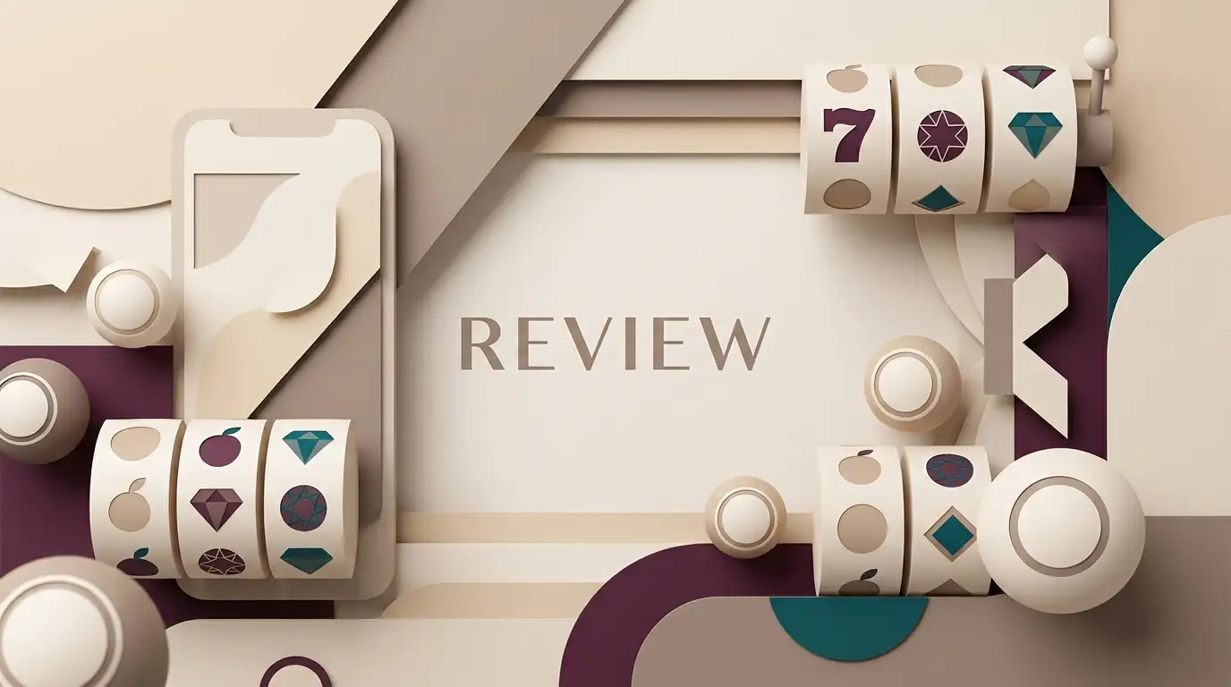 Editorial illustration combining bingo balls and slot-style symbols for a UK Slingo casino review